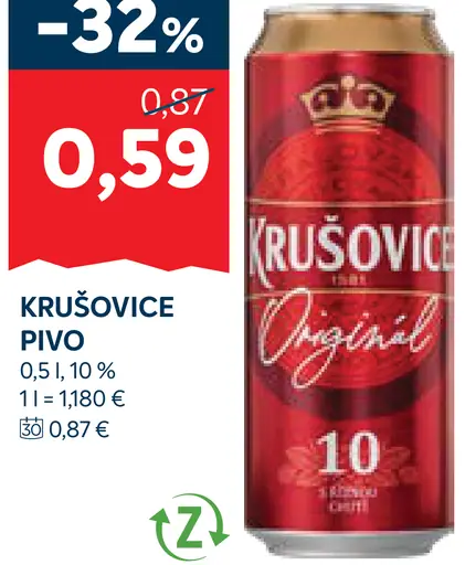 Krušovice Pivo plechovka