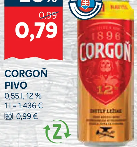 Corgoň pivo plechovka