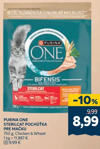 Purina One Sterilcat pochúťka pre mačku Chicken & Wheat