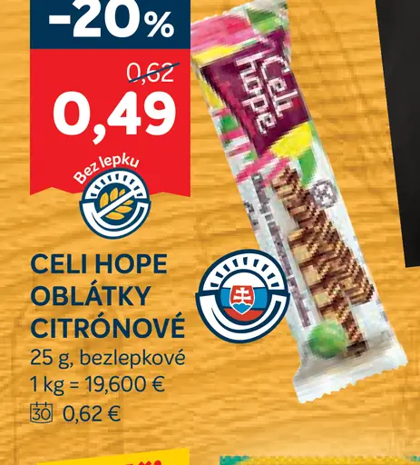 Celi Hope citrónové oblátky bez lepku