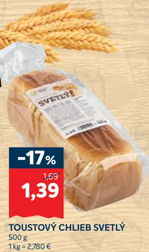 Toastový chlieb svetlý