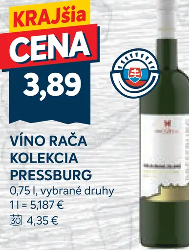 Vína Rača kolekcia Pressburg, vybrané druhy