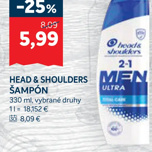Head & Shoulders šampón vybrané druhy