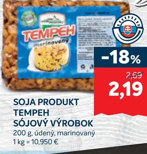 Soja produkt tempeh údený, marinovaný
