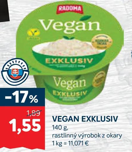Vegan Exclusiv rastlinný výrobok z kokosu