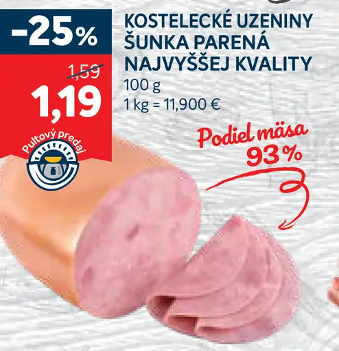 Kostelecké uzeniny Šunka parená najvyššej kvality
