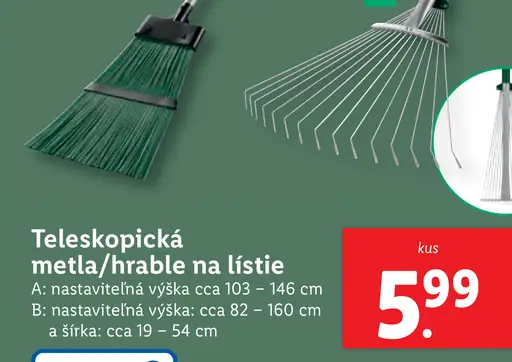 Teleskopická metla/hrable na lístie