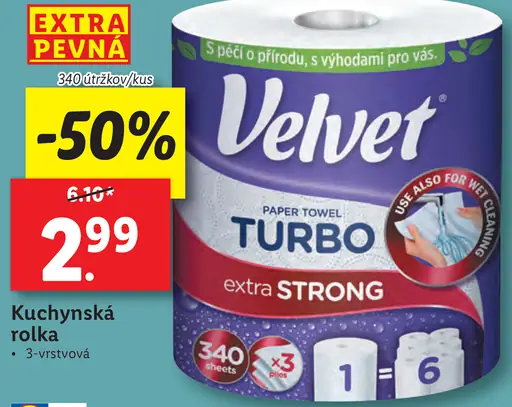 Papierové utierky Velvet Turbo