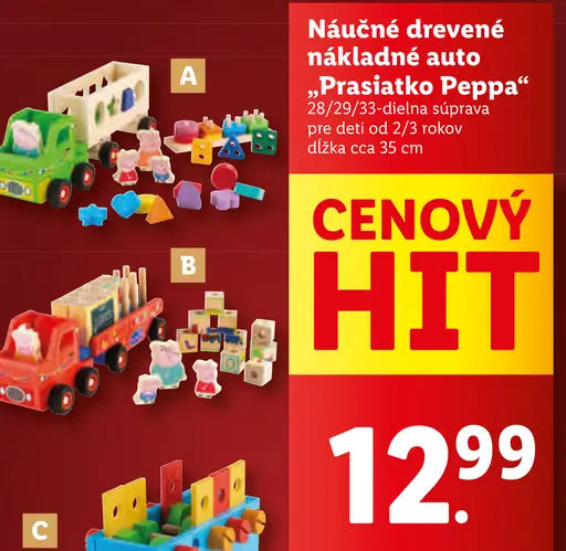 Naučné drevené nákladné auto \Prasiatko Peppa\""