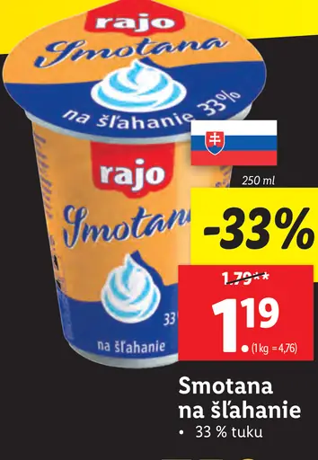 smotana na šľahanie