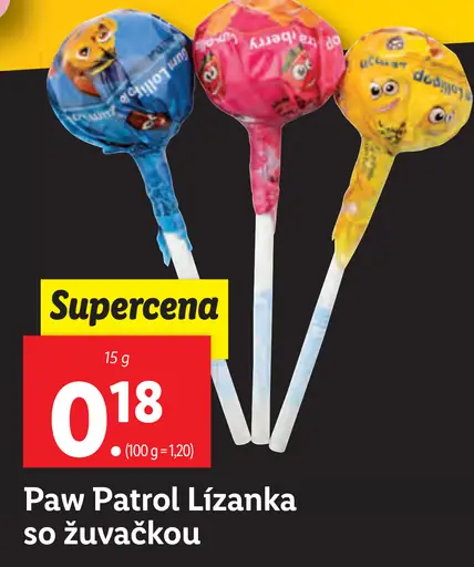 Paw Patrol Lízanka so žuvačkôu