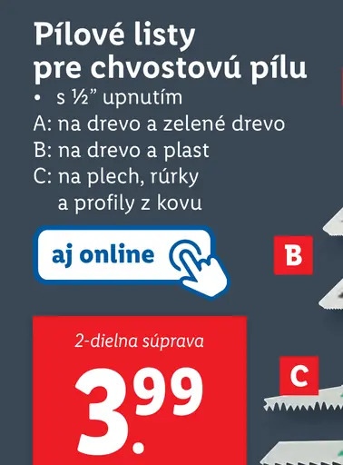 Pilové listy pre chvostovú pílu