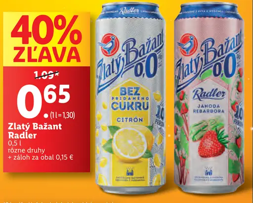 Zlatý Bažant Radler citrón