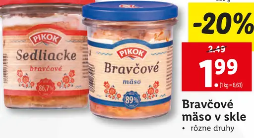 Bravčové mäso v skle