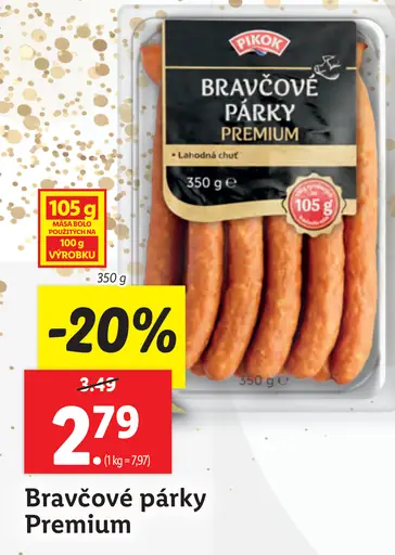 Bravčové párky Premium