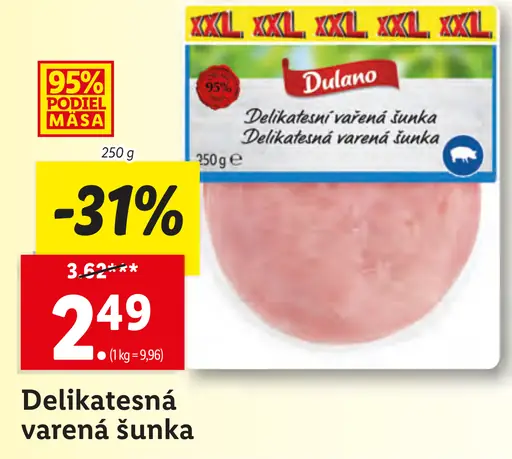 Delikatesná varená šunka