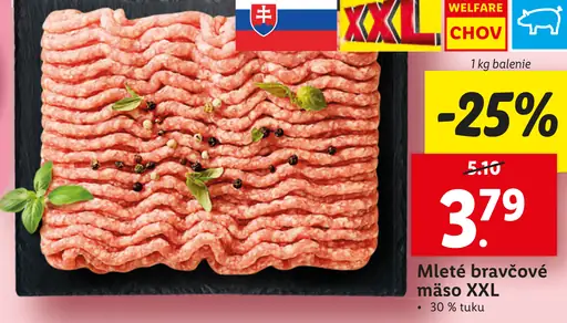 Mleté bravčové mäso XXL