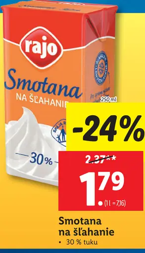 smotana na šľahanie