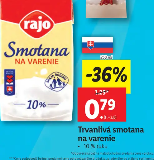 Trvanlivá smotana na varenje