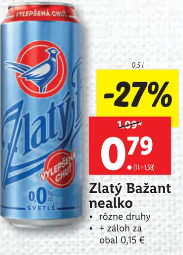 Zlatý Bažant radler plechovka