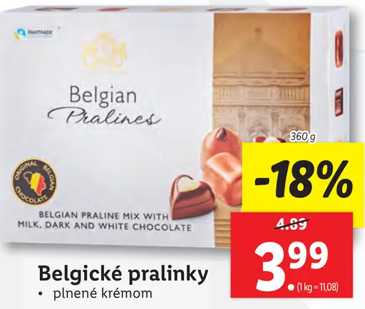 Belgické pralinky plnené krémom