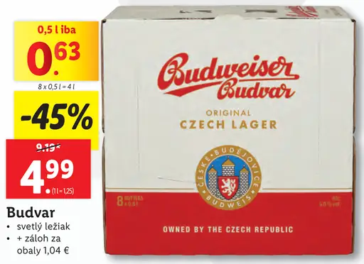 Budvar svetlý ležiak