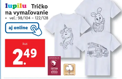 Lupilu Tričko na vymaľovanie