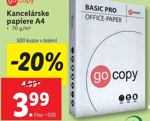 Go copy Kancelárske papiere A4