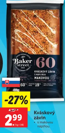 Baker Street Kváskový závin s náplňou makovou