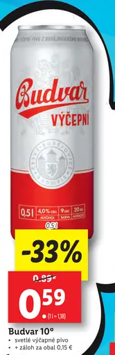 Budvar Výčepní svetlé výčapné pivo plechovka