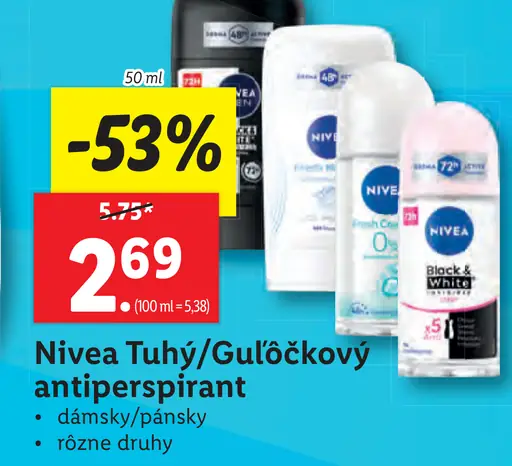 Nivea Tuhý/Guľôčkový antiperspirant