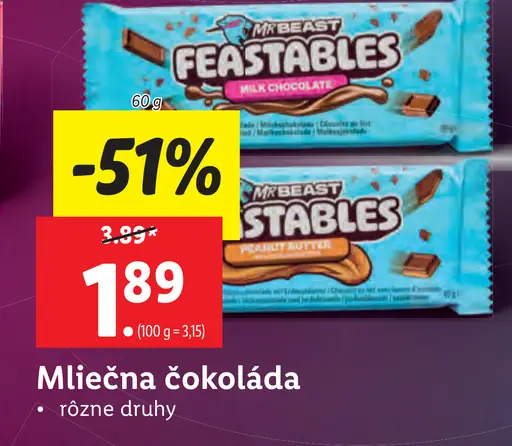 MrBeast Mliečna čokoláda