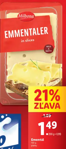 Milbona Emmentaler plátky