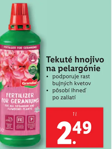 Grandiol Tekuté hnojivo na pelargónie