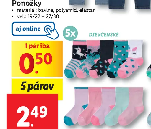 Ponožky dievčenské