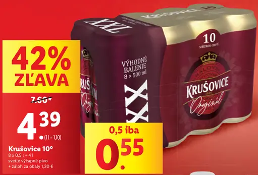 Krušovice 10° svetlé výčapné pivo
