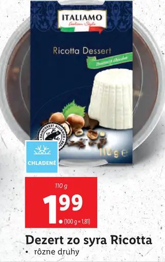 Italiamo Dezert zo syra Ricotta