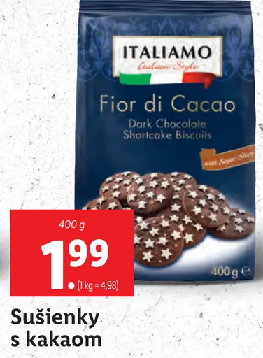 Italiamo Fior di Cacao Dark Chocolate Shortcake Biscuits
