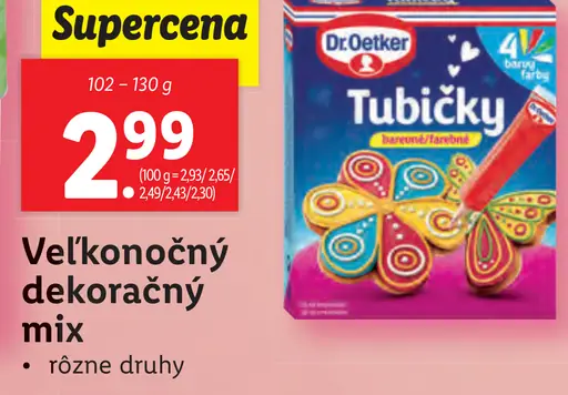 Dr. Oetker Tubičky farebné 4 farby