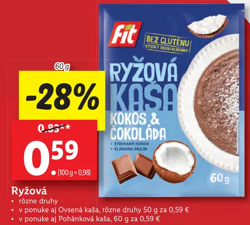 Fit Ryžová kaša kokos & čokoláda