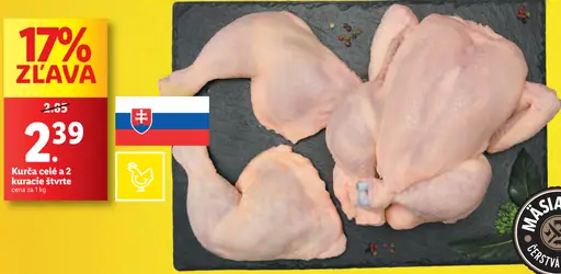Kurča celé a 2 kuracie štvrté