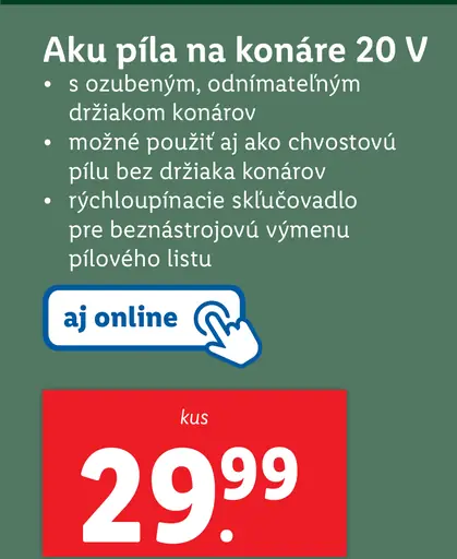 Parkside Aku píla na konáre 20 V