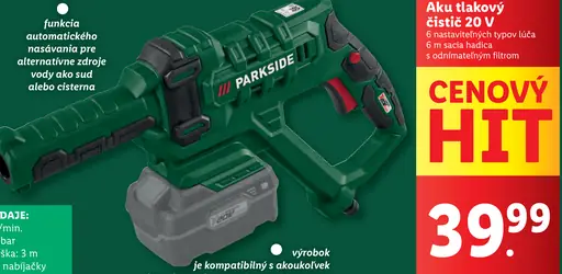 Parkside Aku tlakový čistič 20 V
