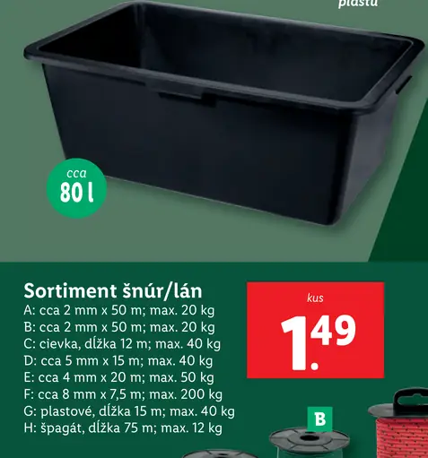 Sortiment šnúr/lán