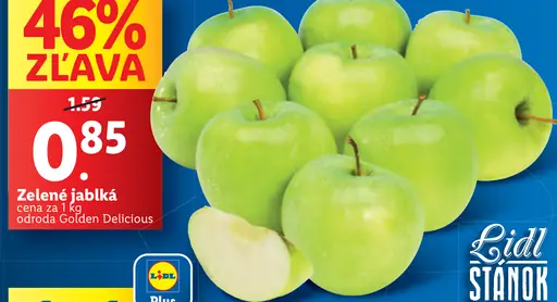 Zelené jablká odroda Golden Delicious