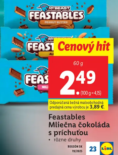 Feastables Mliečna čokoláda s príchuťou