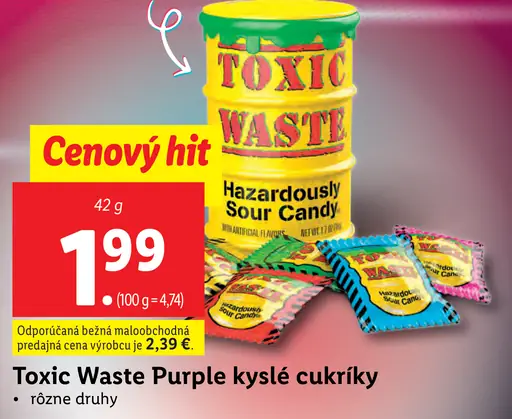 Toxic Waste Purple kyslé cukríky