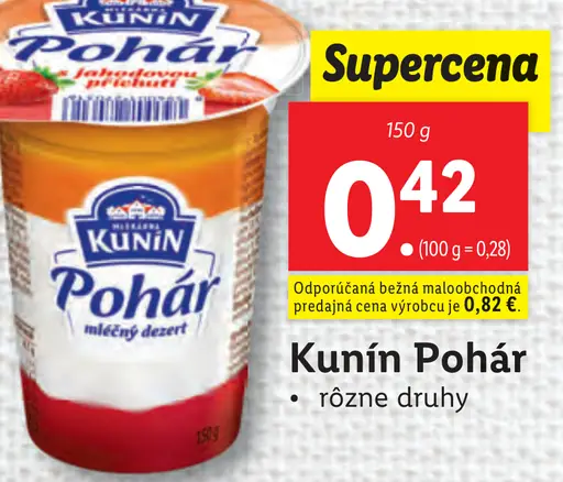 Kunin Pohár mliečny dezert