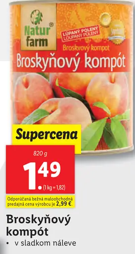 Natur Farm Broskyňový kompót