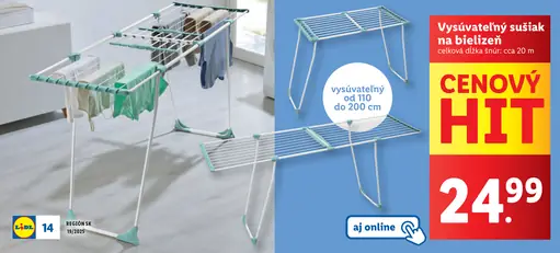 Výsuvateľný sušiak na bielizeň